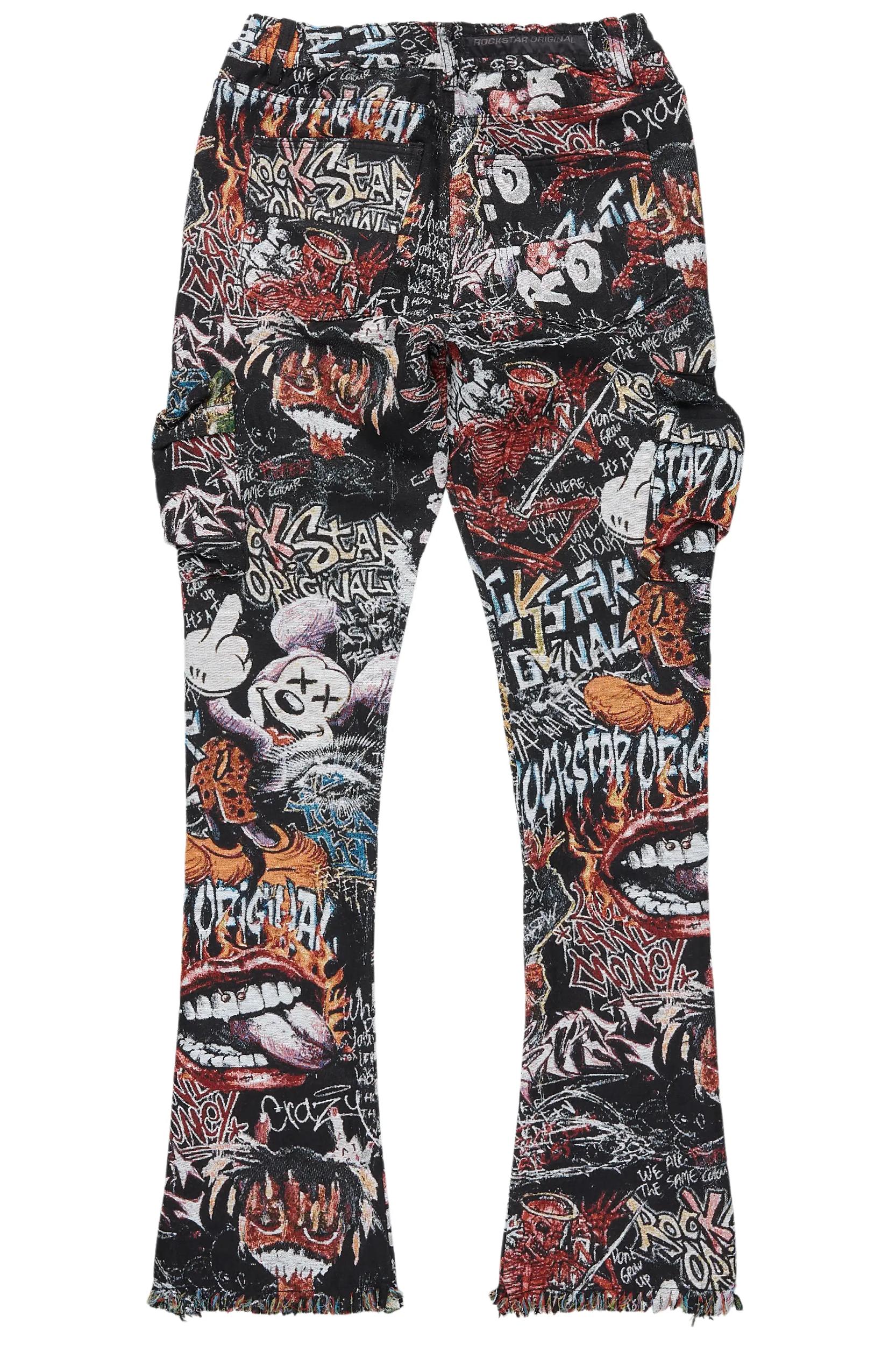 Jari Multi Stacked Tapestry Flare Jean Male Product Image