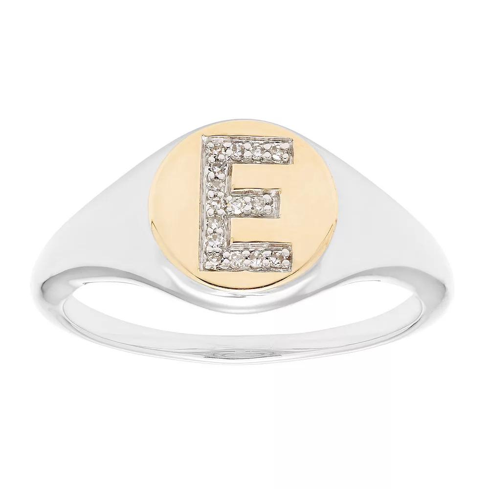 It's Personal 14k Gold Over Sterling Silver Diamond Accent Initial Signet Ring, Women's, Size: 5, Two Tone E Product Image