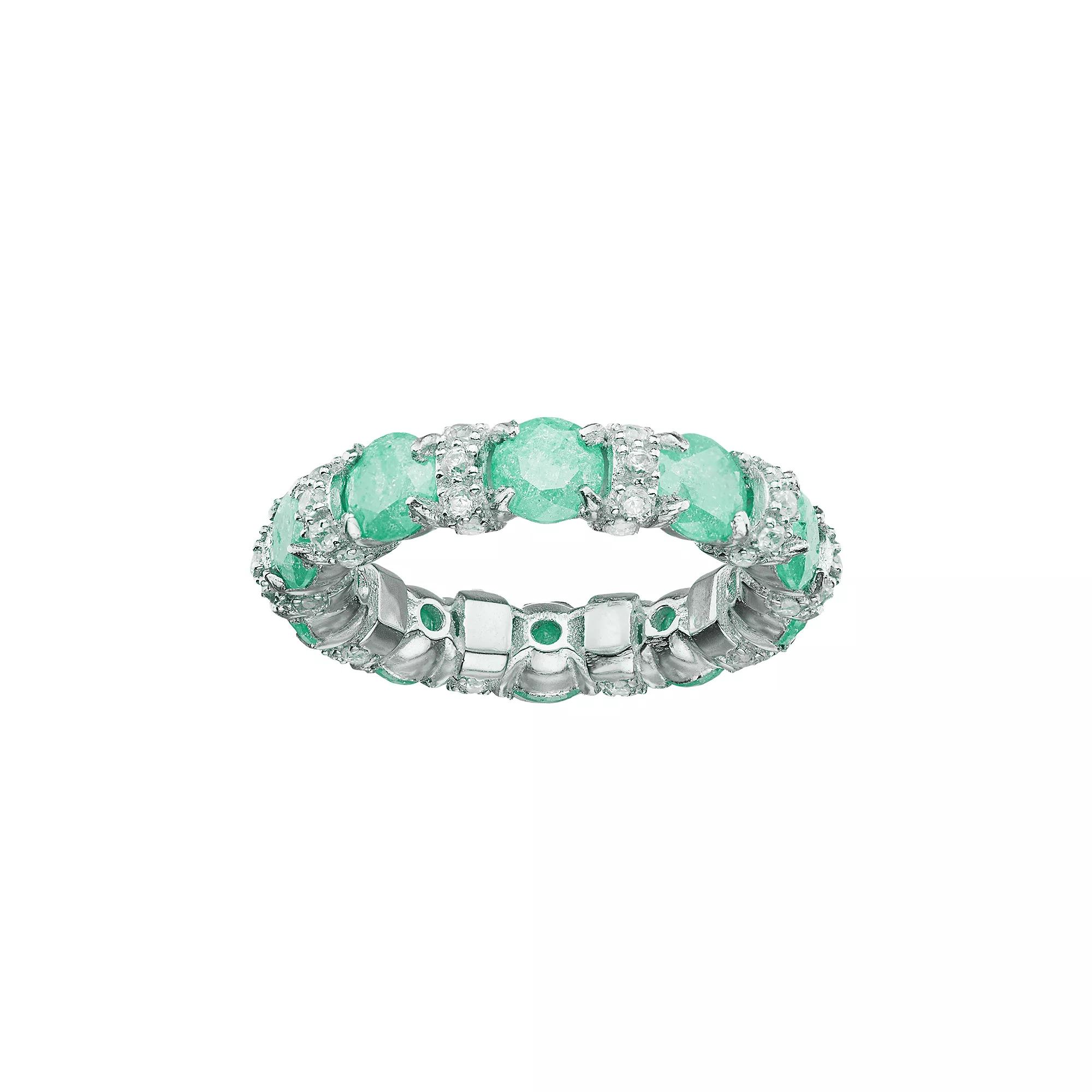 Sterling Silver Cubic Zirconia Eternity Ring, Women's, Size: 6, Green Product Image