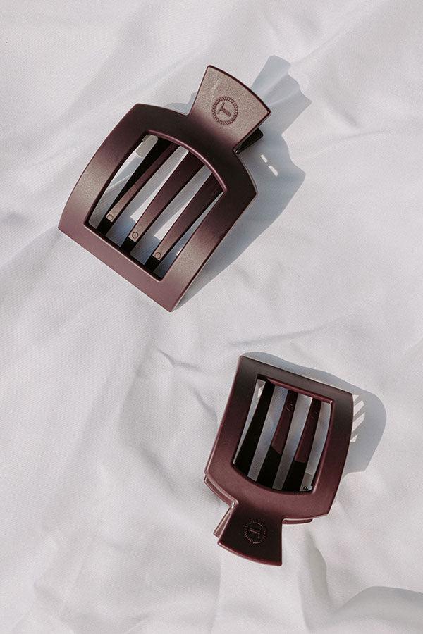 Flat Medium Square Hair Claw Clip in Plum Product Image