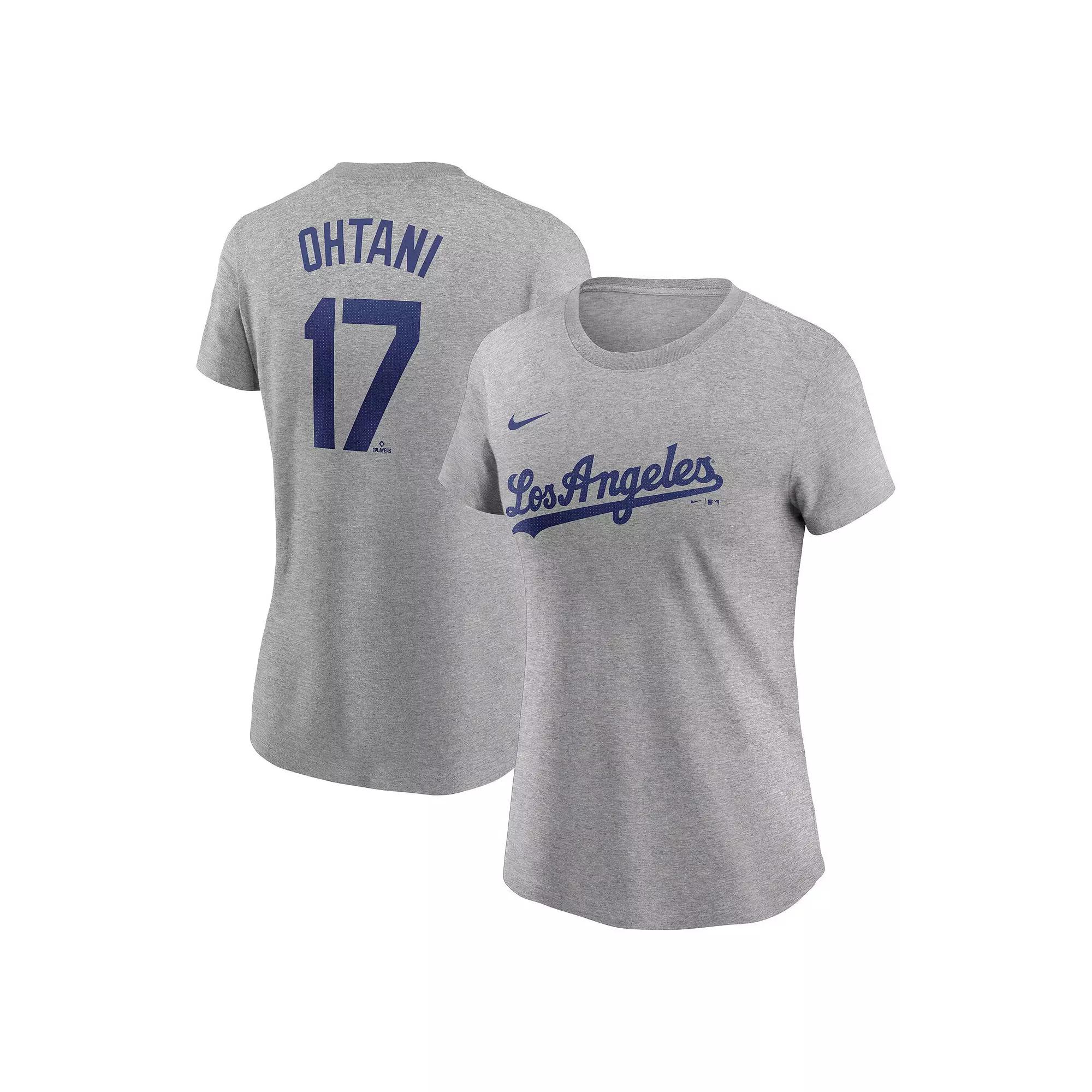 Women's Nike Shohei Ohtani Heather Gray Los Angeles Dodgers Fuse Name & Number T-Shirt,  Product Image