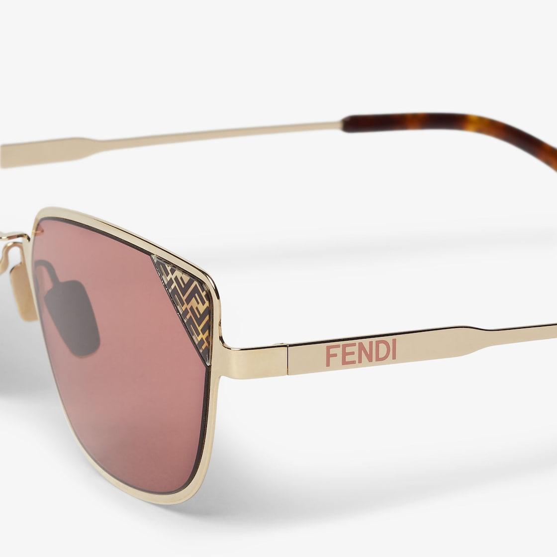 Fendi SignatureRose-gold metal sunglasses with sienna brown lenses Product Image