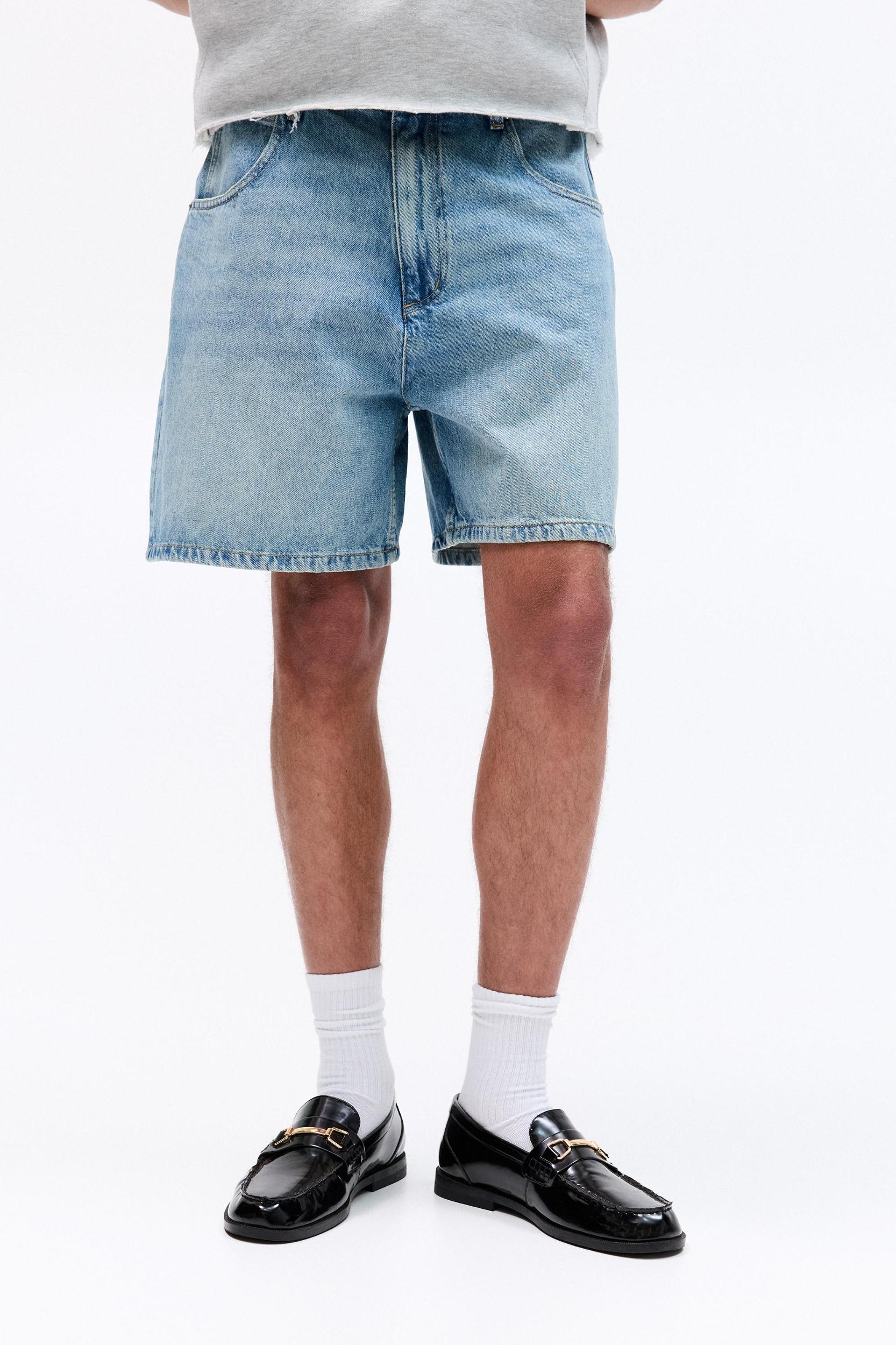 Denim short fit Bermuda shorts Product Image