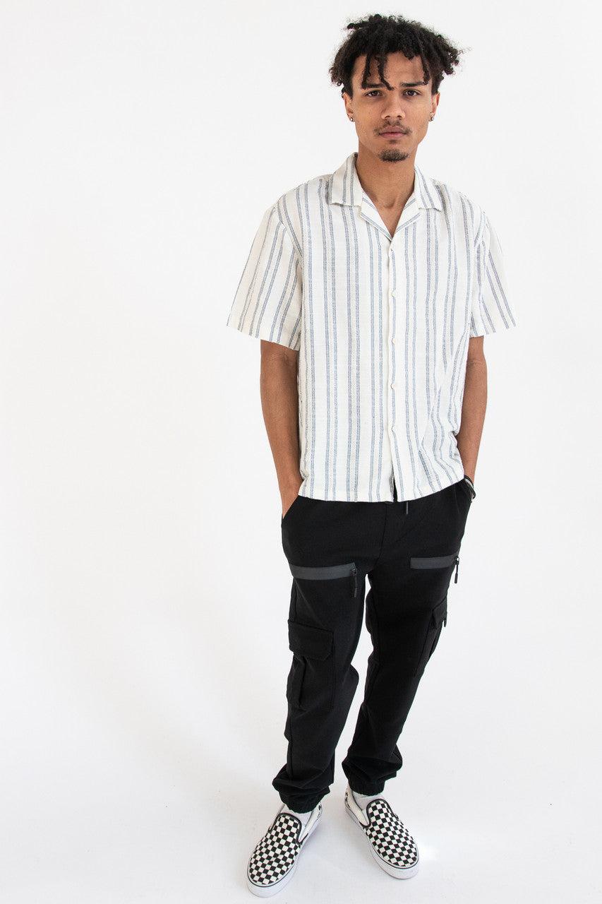 Beachy Textured Stripe Button Up Shirt Product Image