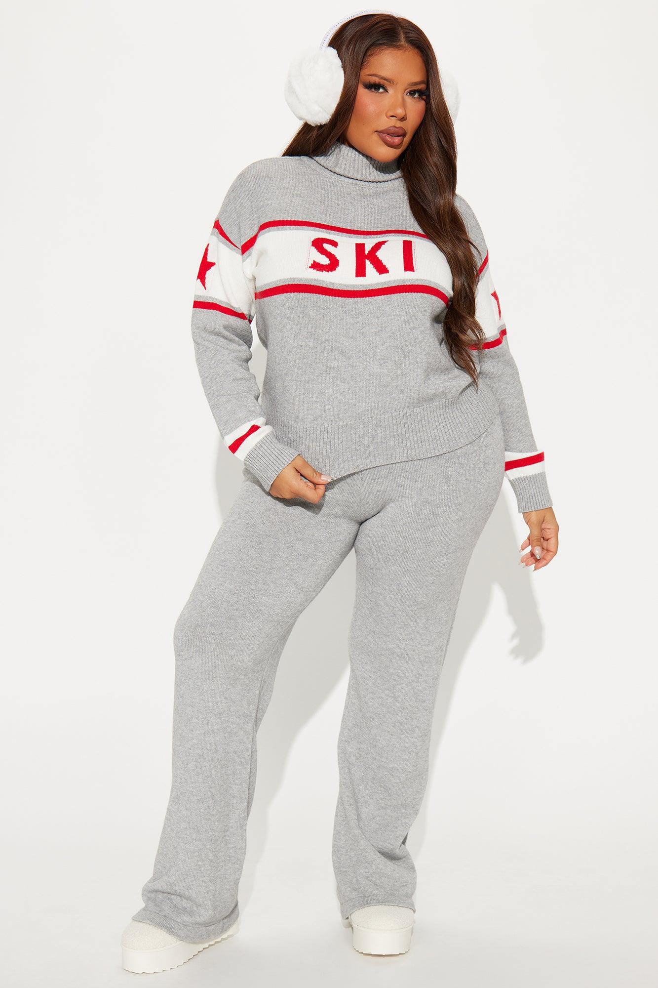 Ski Bunny Sweater Pant Set - Heather Grey Product Image