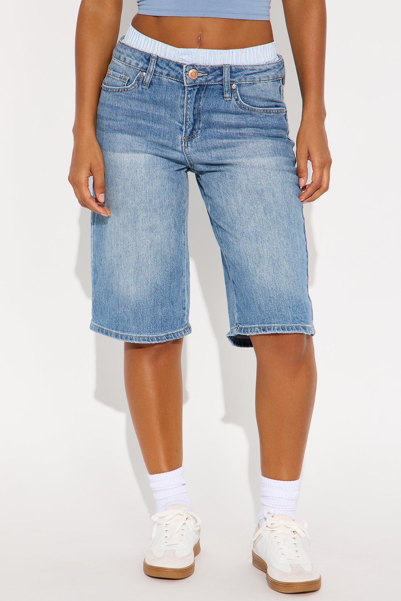 Lizzy Mid Rise Denim Bermudas - Dark Wash Female Product Image