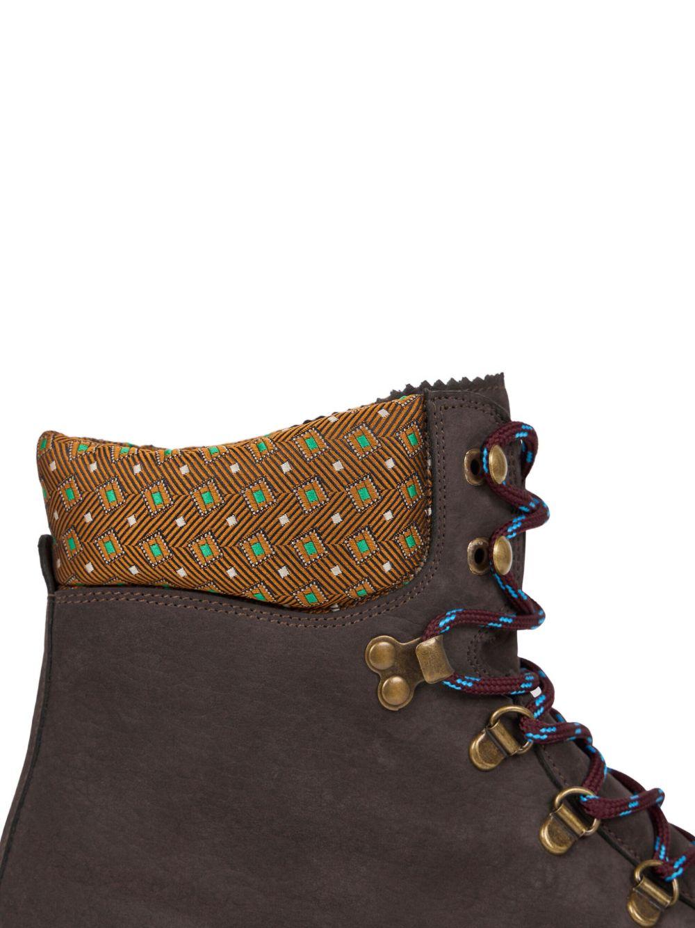 patterned-collar lace-up boots Product Image