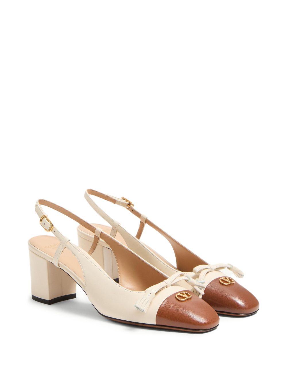 VALENTINO GARAVANI Leather Vlogo Signature Pumps With Slingback Strap In Neutral Product Image