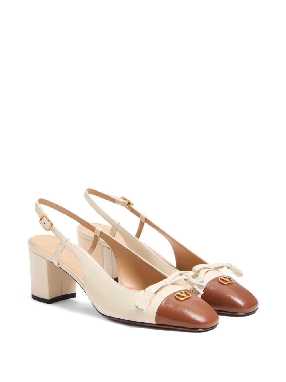 VALENTINO GARAVANI Leather Vlogo Signature Pumps With Slingback Strap In Neutral Product Image