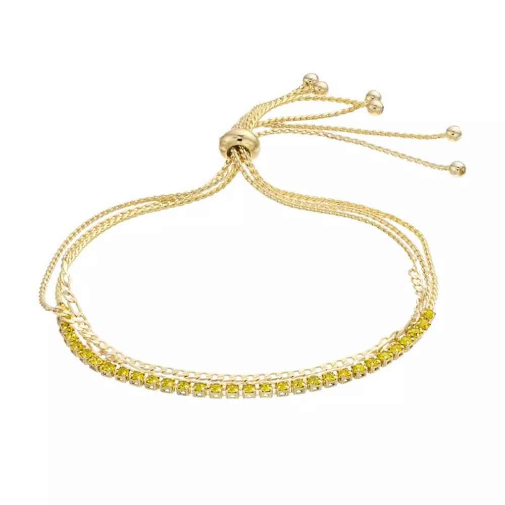 City Luxe Crystal Simulated Birthstone Multi-Strand Adjustable Chain Bracelet, Women's, Gold Tone November Product Image