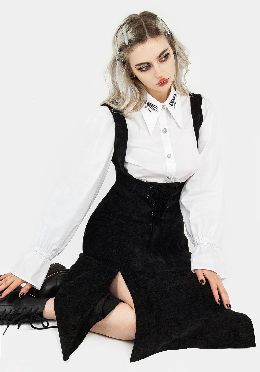 Valar Lace Up Midi Pinafore Dress Product Image