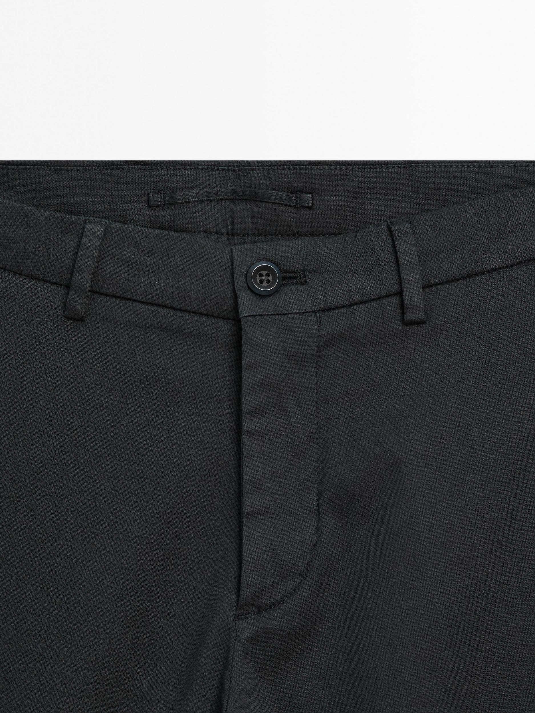 Cotton blend slim fit trousers Product Image