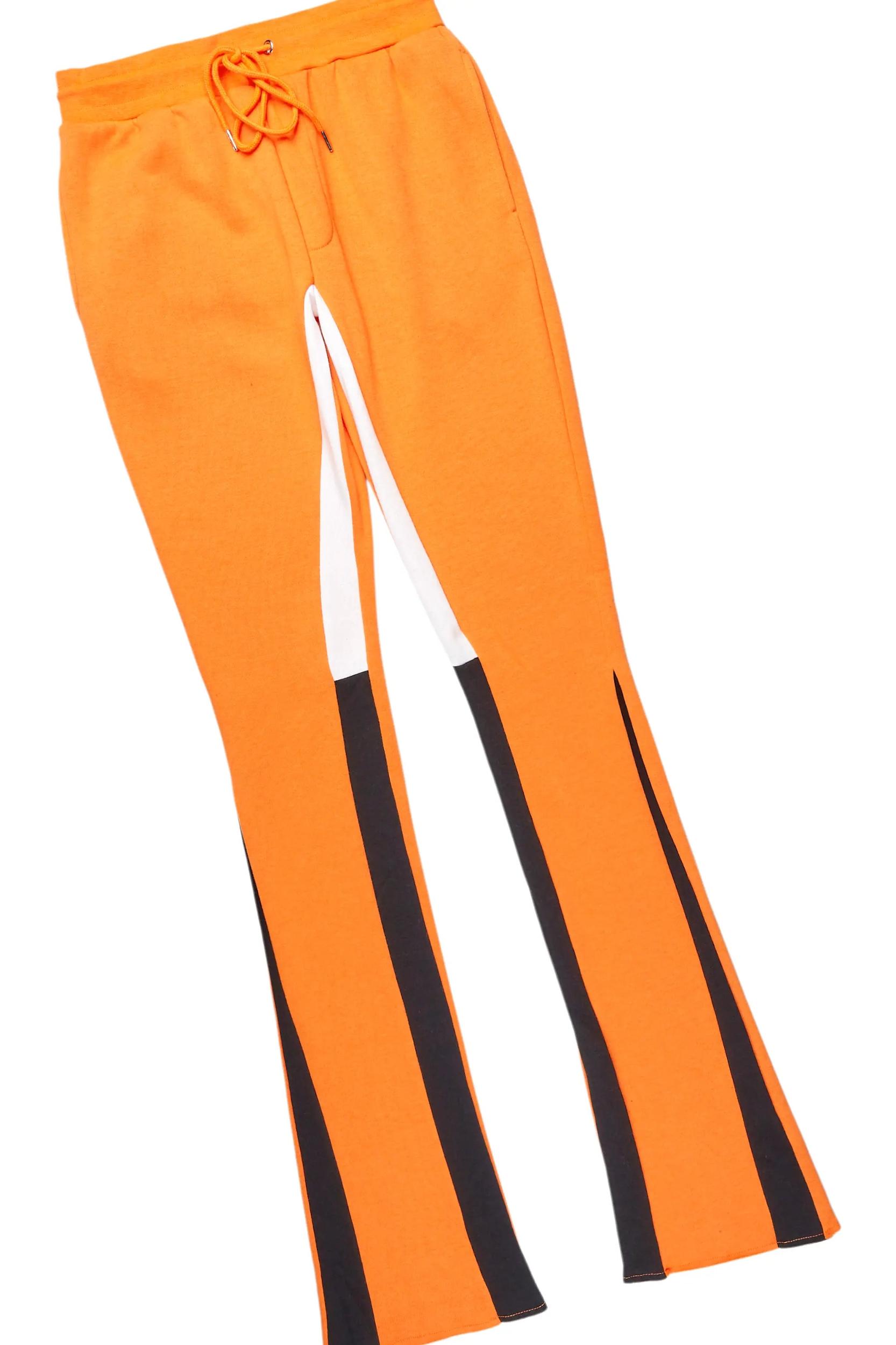 Basic Orange Hoodie/Stacked Flare Track Set Male Product Image