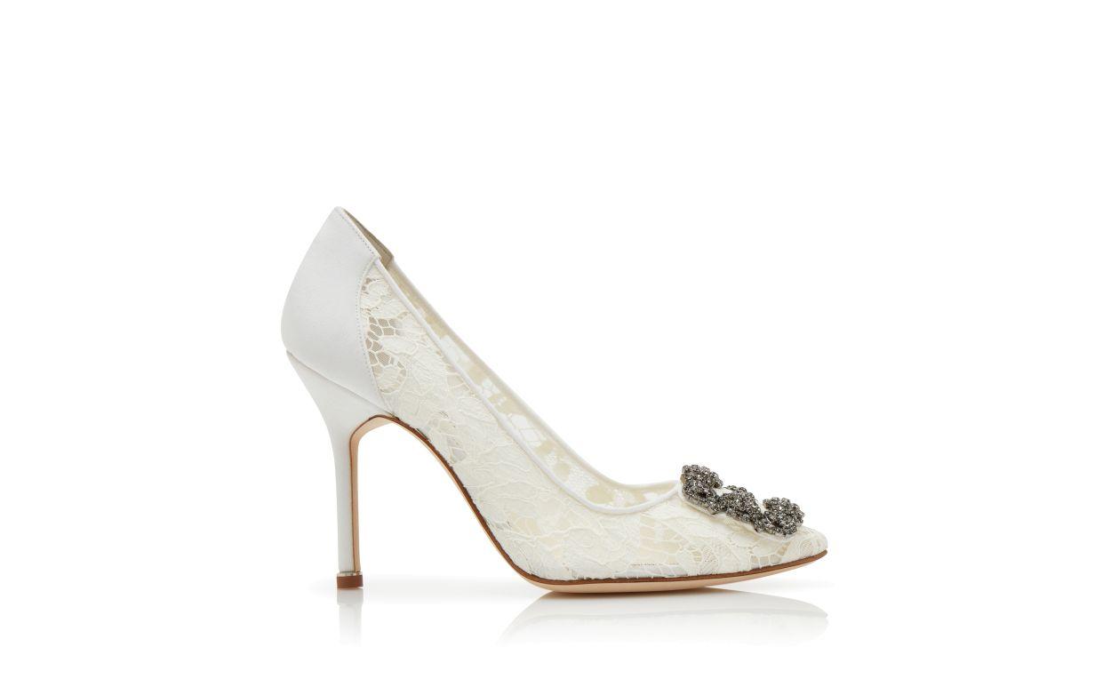 HANGISI LACE Light Cream Lace Jewel Buckle Pumps Product Image