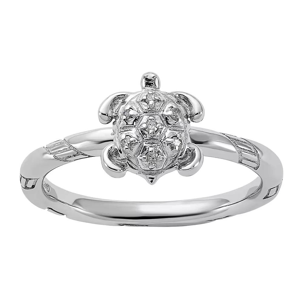 Stacks & Stones Sterling Silver Stackable Diamond Accent Turtle Ring, Women's, Size: 7 Product Image