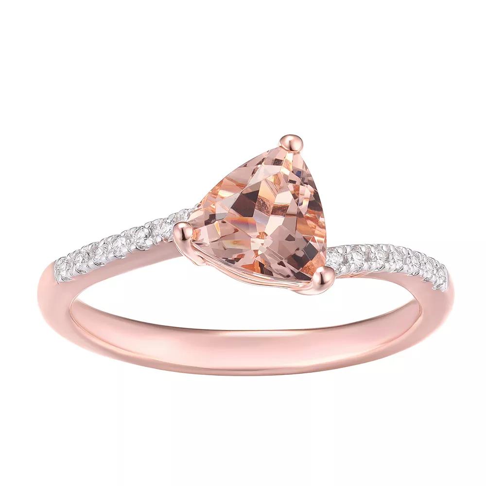 14k Rose Gold Over Silver Simulated Morganite & Lab-Created White Sapphire Ring, Women's,  Product Image
