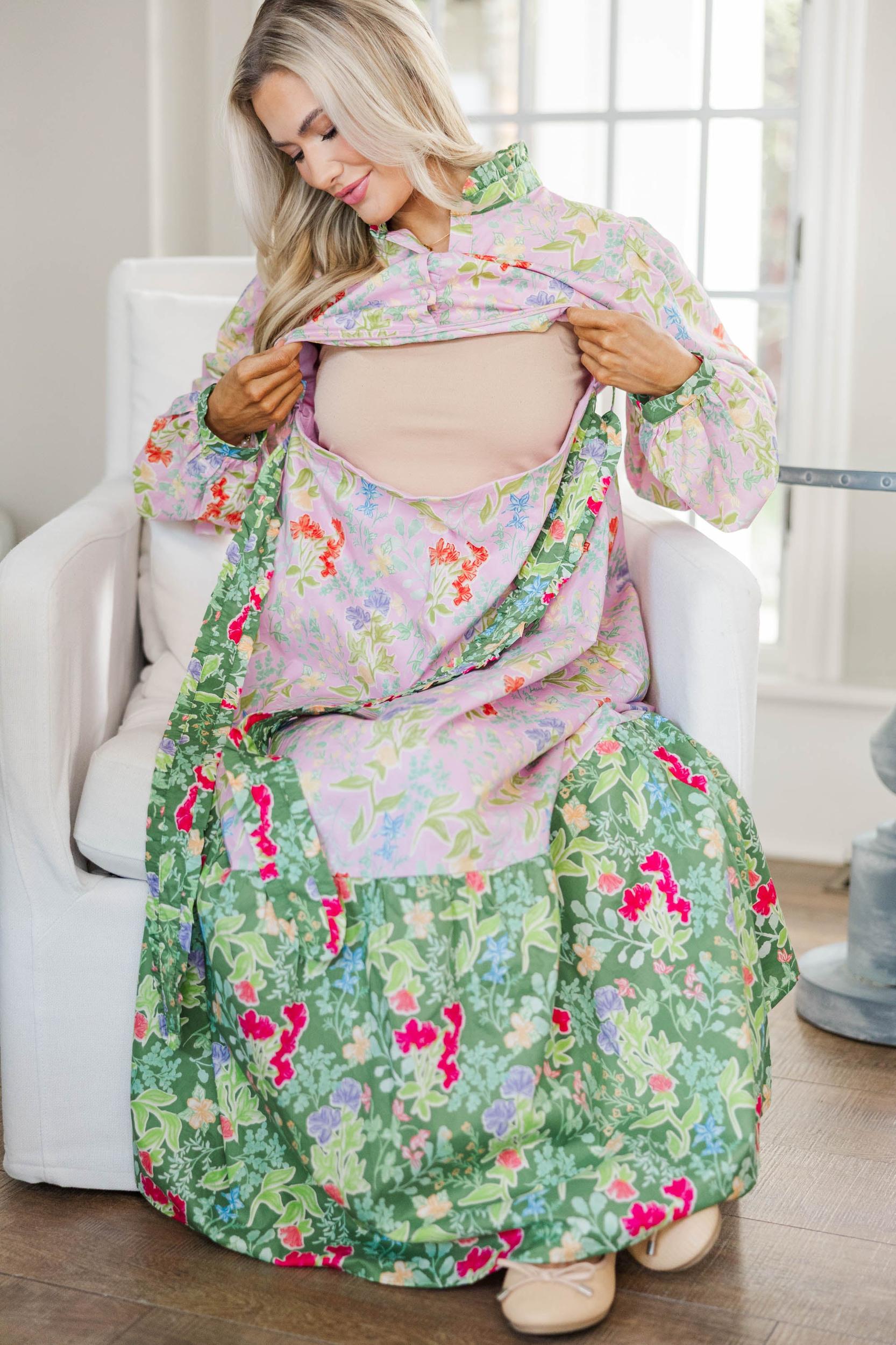 NURSING COLLECTION: Kind of Perfect Pink Floral Midi Dress Female Product Image