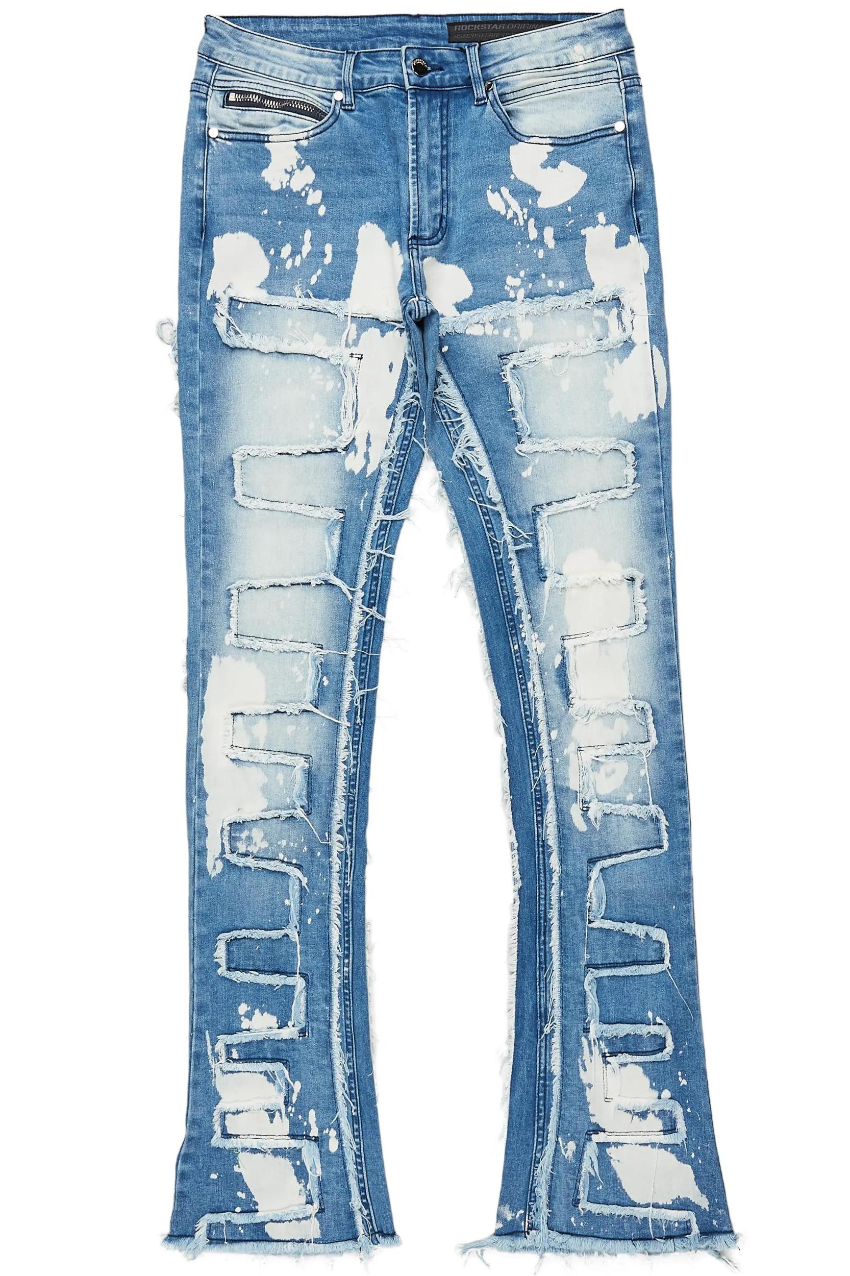 Laban Light Blue Bleach Stacked Flare Jean Male Product Image