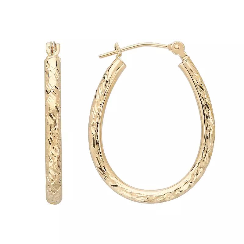 Everlasting Gold 10k Gold Textured Pear Hoop Earrings, Womens, Yellow Product Image