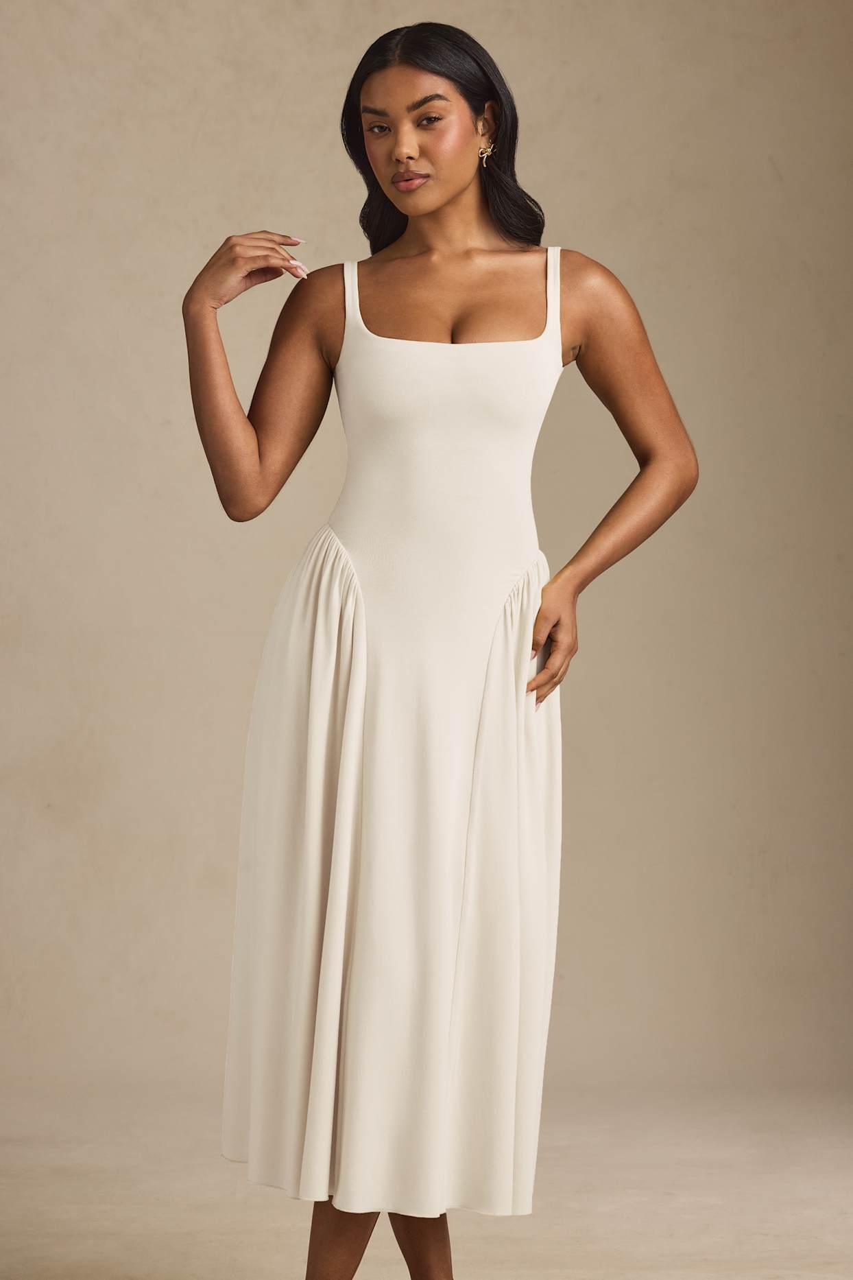 Modal A-Line Midaxi Dress in Ivory Product Image