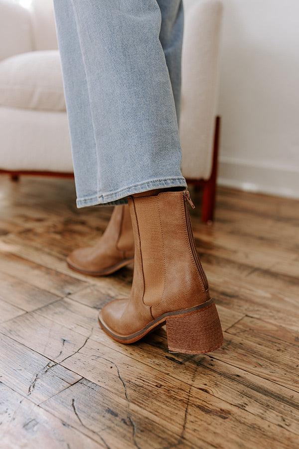 The Skylar Faux Leather Vintage Boot in Tan Product Image