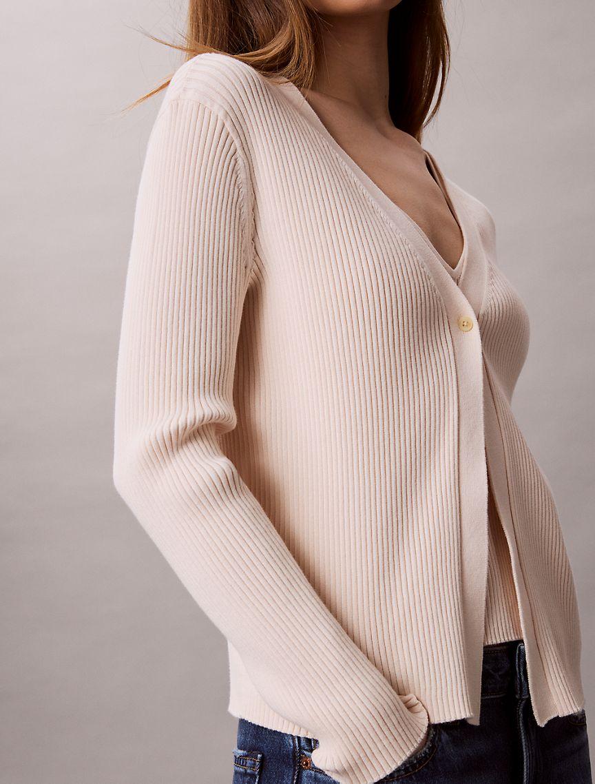 Cotton Rib Cardigan and Tank Set Product Image