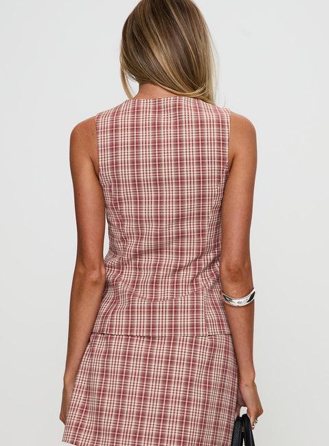 Theodosia Top Red Check Product Image