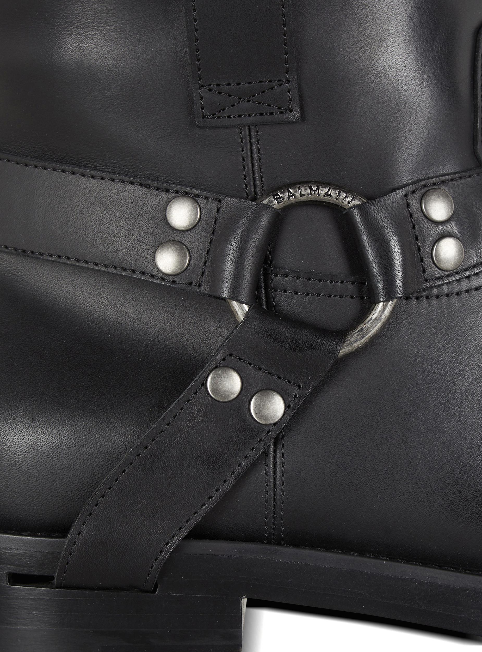 Calfskin leather biker ankle boots Product Image