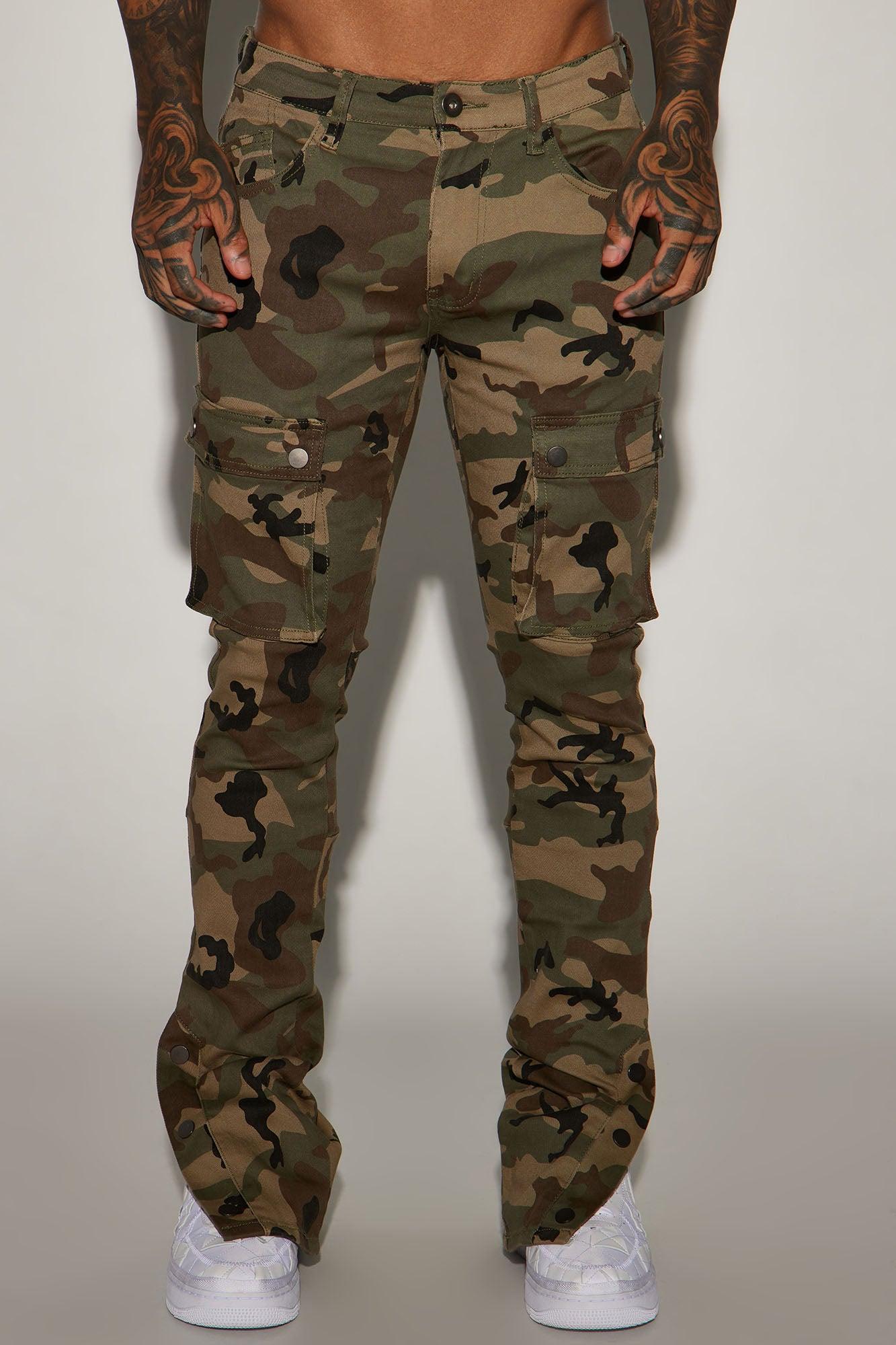 Out These Streets Cargo Stacked Skinny Pants - Camouflage Product Image