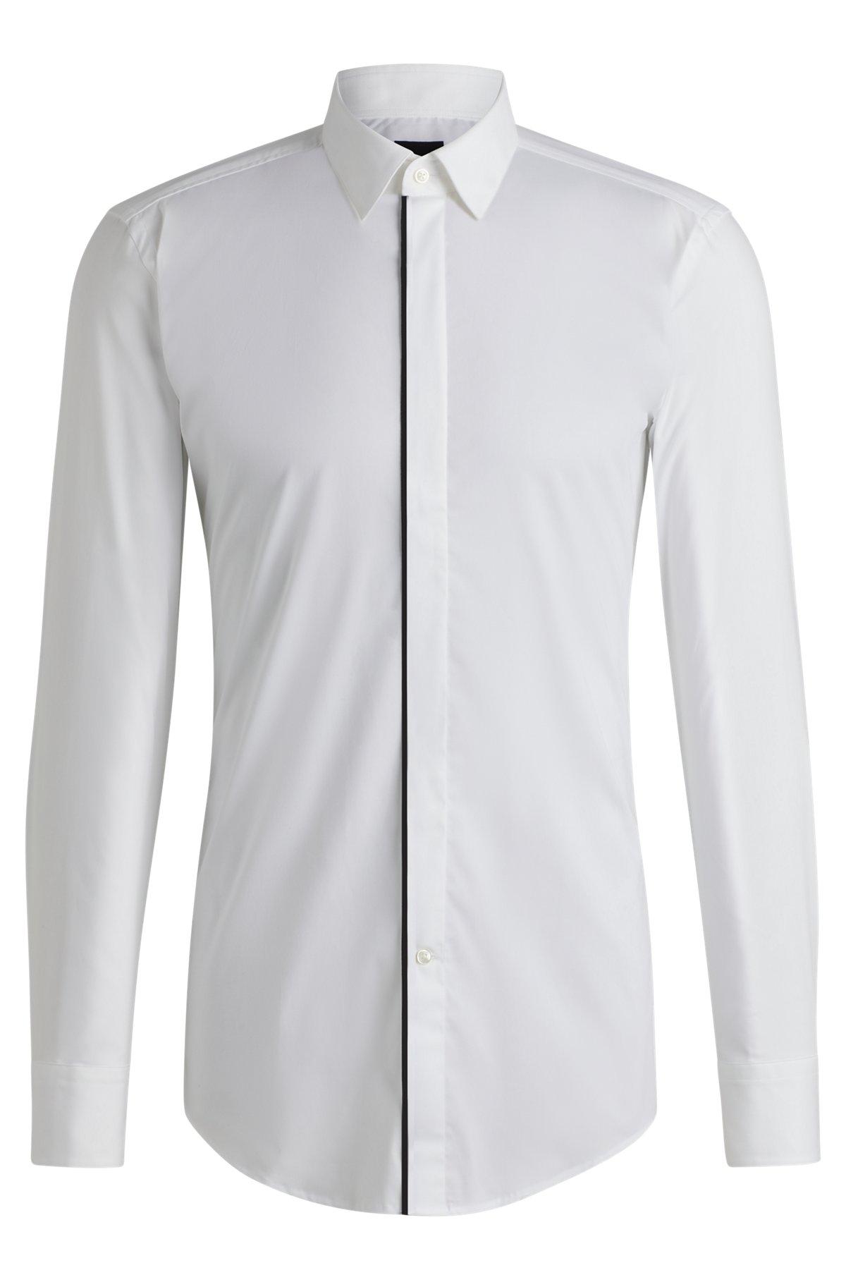 Slim-fit shirt in easy-iron stretch-cotton poplin Product Image