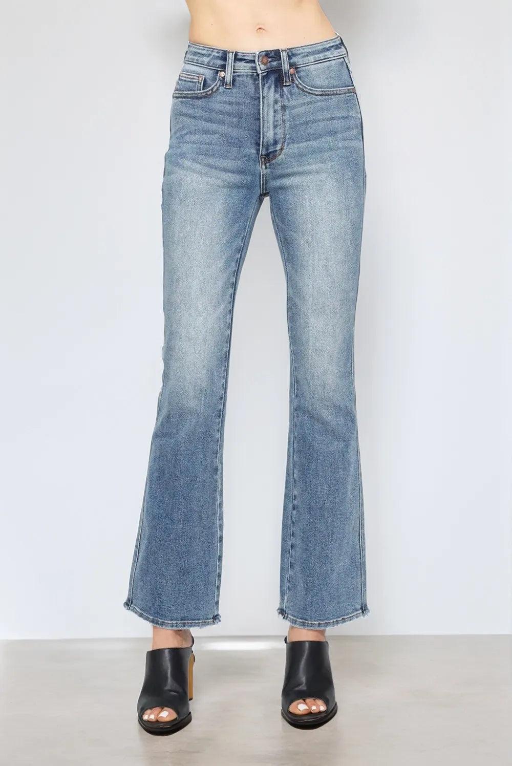 88783    Maritza Tummy Control Back Embroidered Pocket Bootcut Judy Blue Jeans Product Image