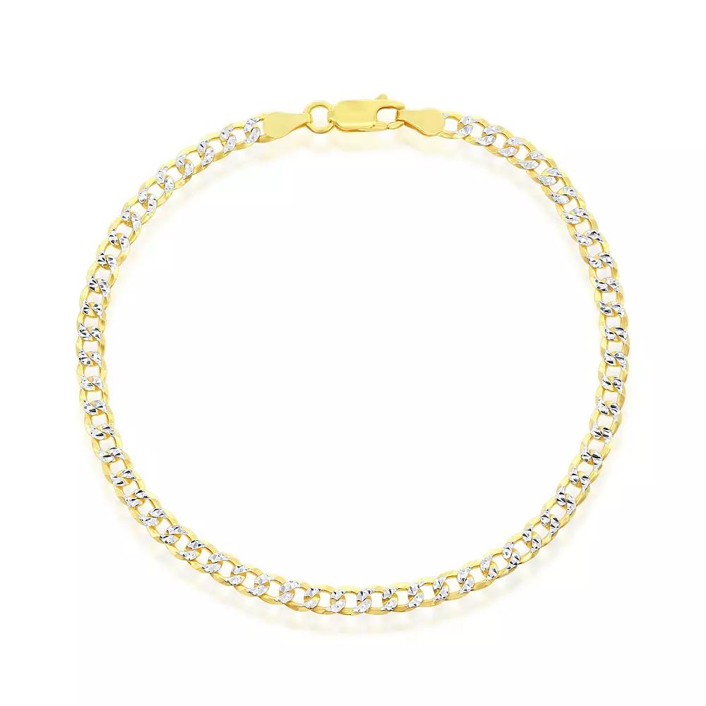 Argento Bella Sterling Silver Pave Cuban Chain Bracelet, Women's,  Product Image