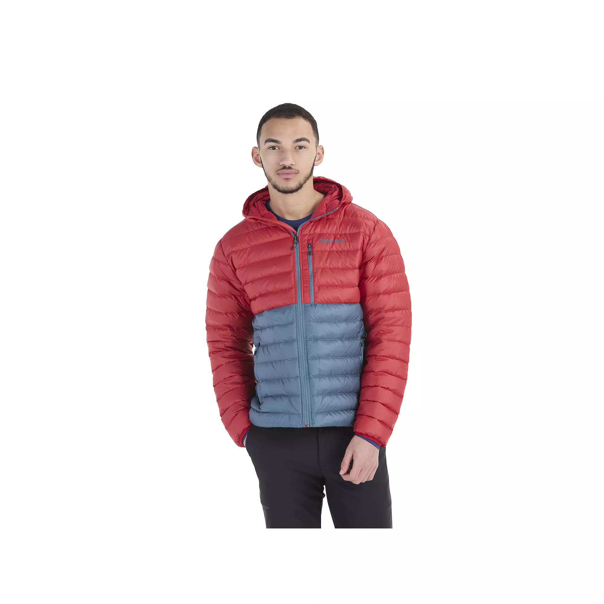 Men's Marmot Highlander Colorblock Hooded Down Puffer Jacket, Size: Small, Red Product Image