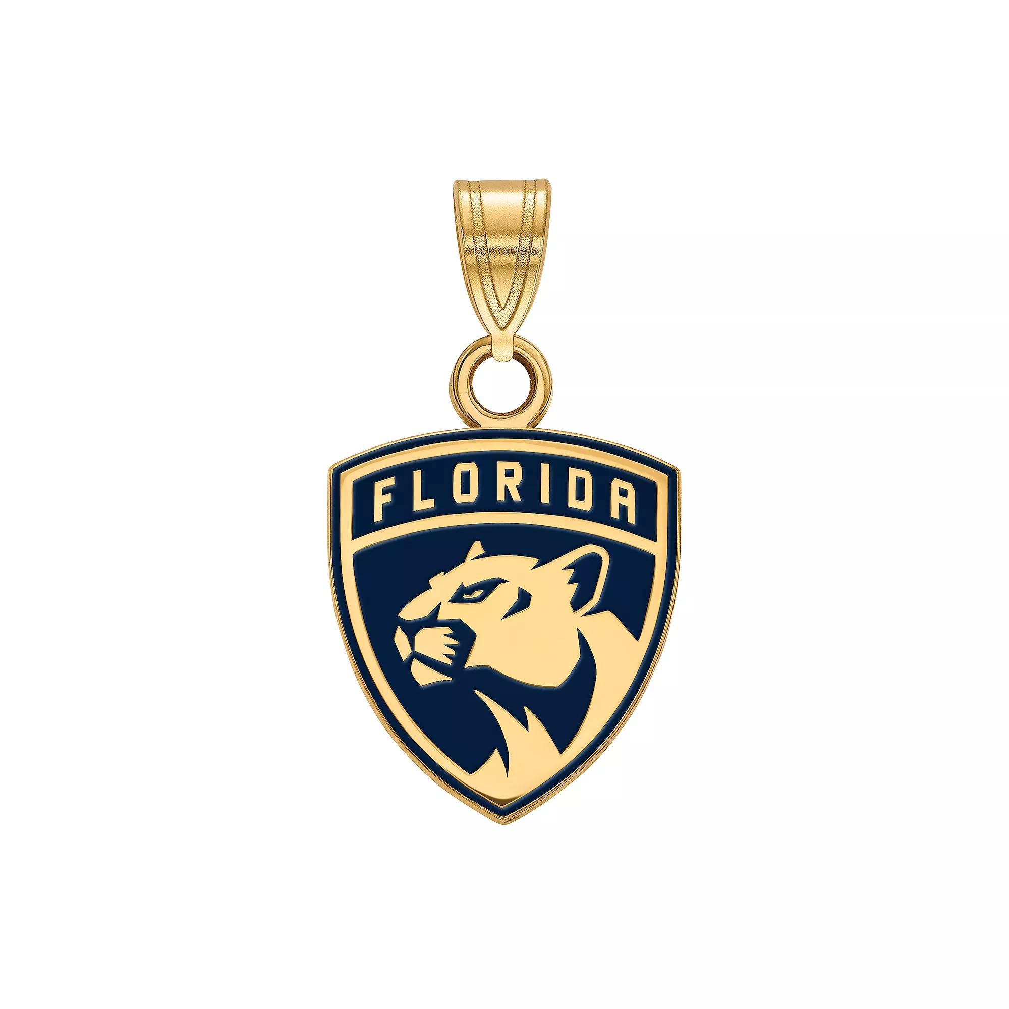 LogoArt Florida Panthers Sterling Silver Small Enamel Logo Pendant, Womens Gold Tone Product Image