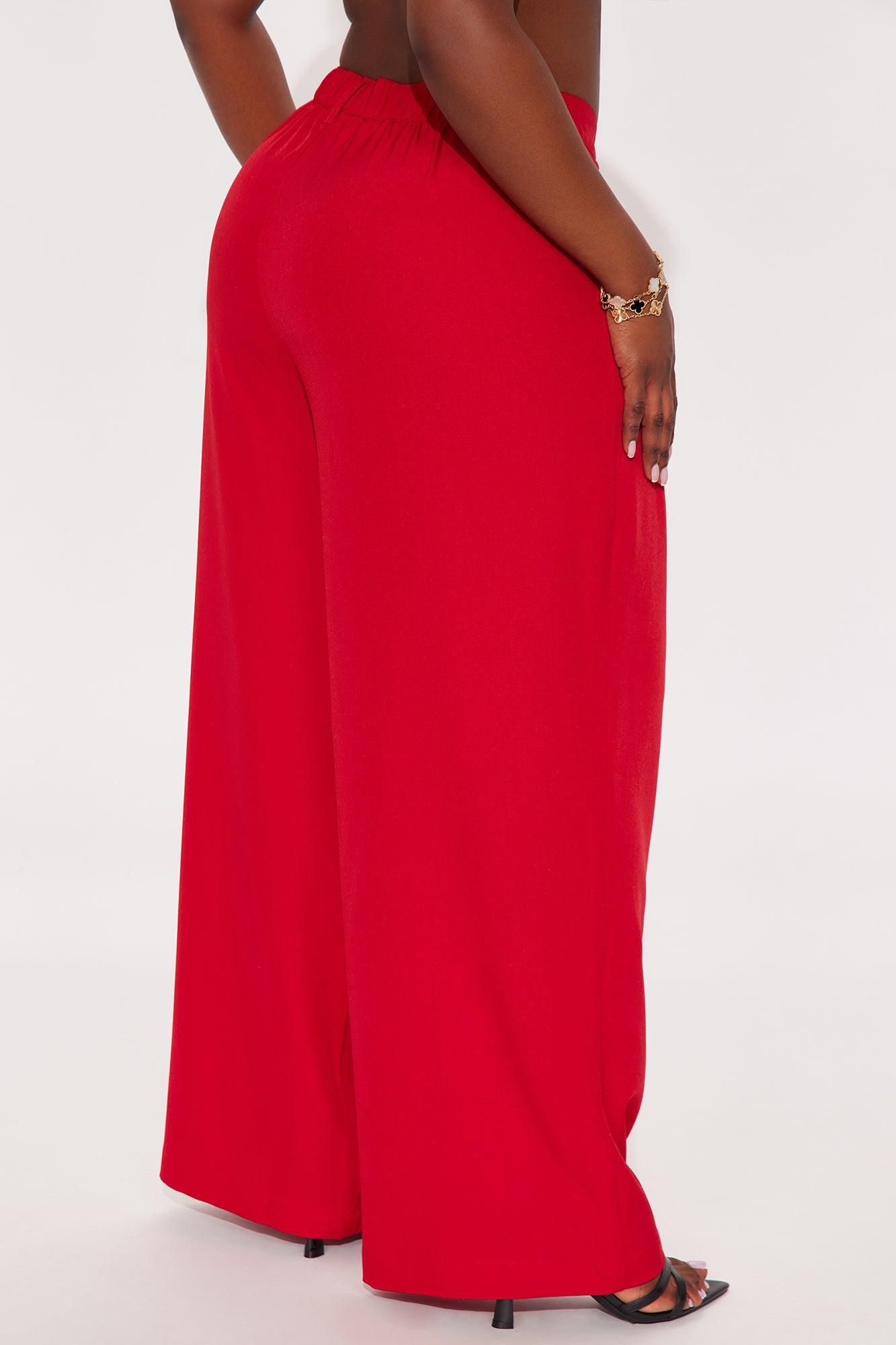 Cami Wide Leg Trouser Pant - Red Female Product Image