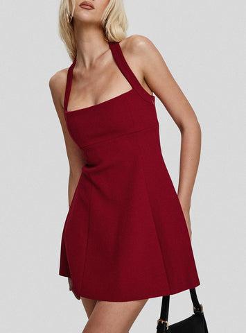 Alyn Halter Mini Dress Wine Red Product Image