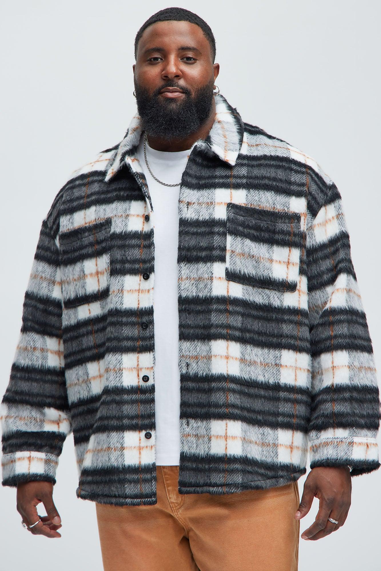 Move Up Plaid Shacket - Black/Grey Product Image