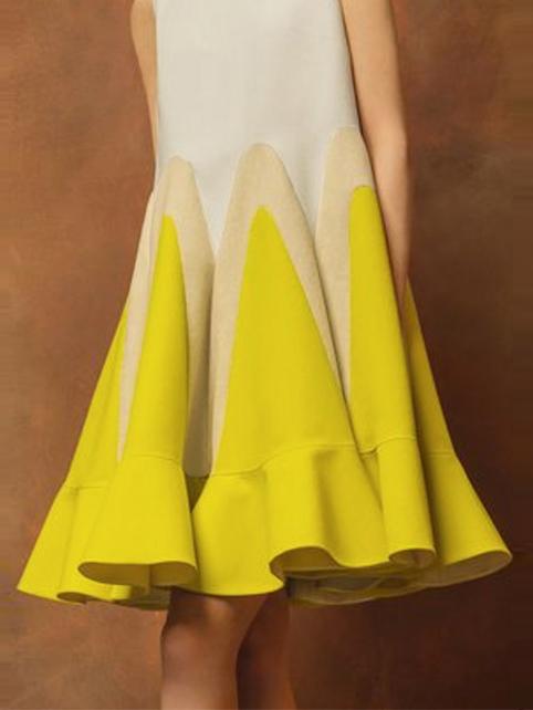 Loose Sleeveless Contrast Color Falbala Round-Neck Mini Dresses Product Image