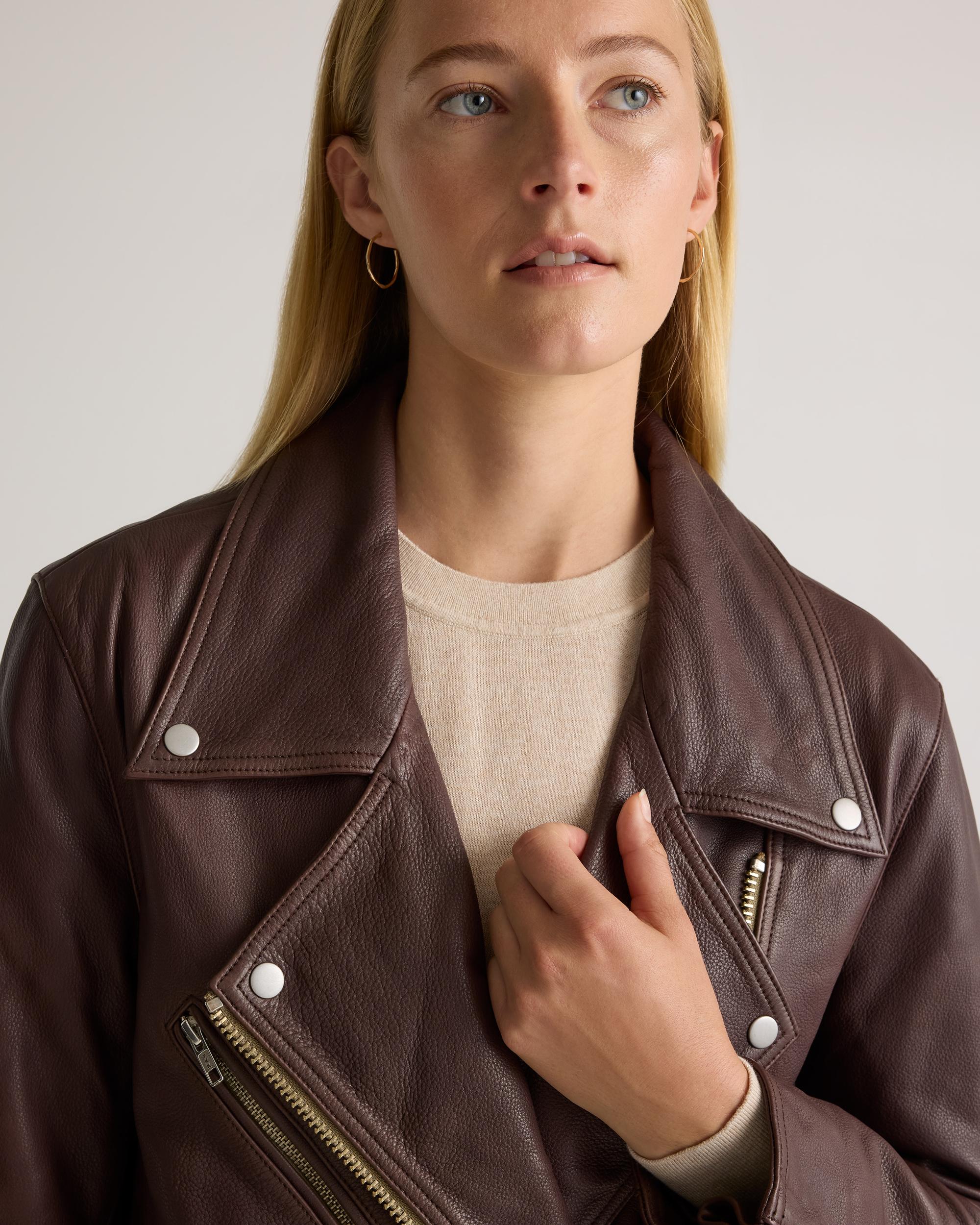 Quince | Women's Oversized Biker Jacket Size XS, Leather Product Image