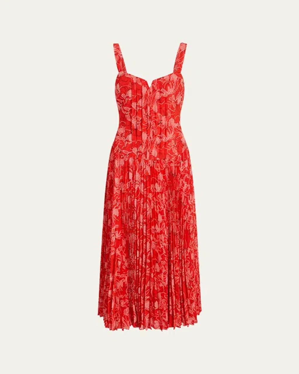CINQ À SEPT Botanical Floral Print Sleeveless Maxi Dress In Orange Product Image