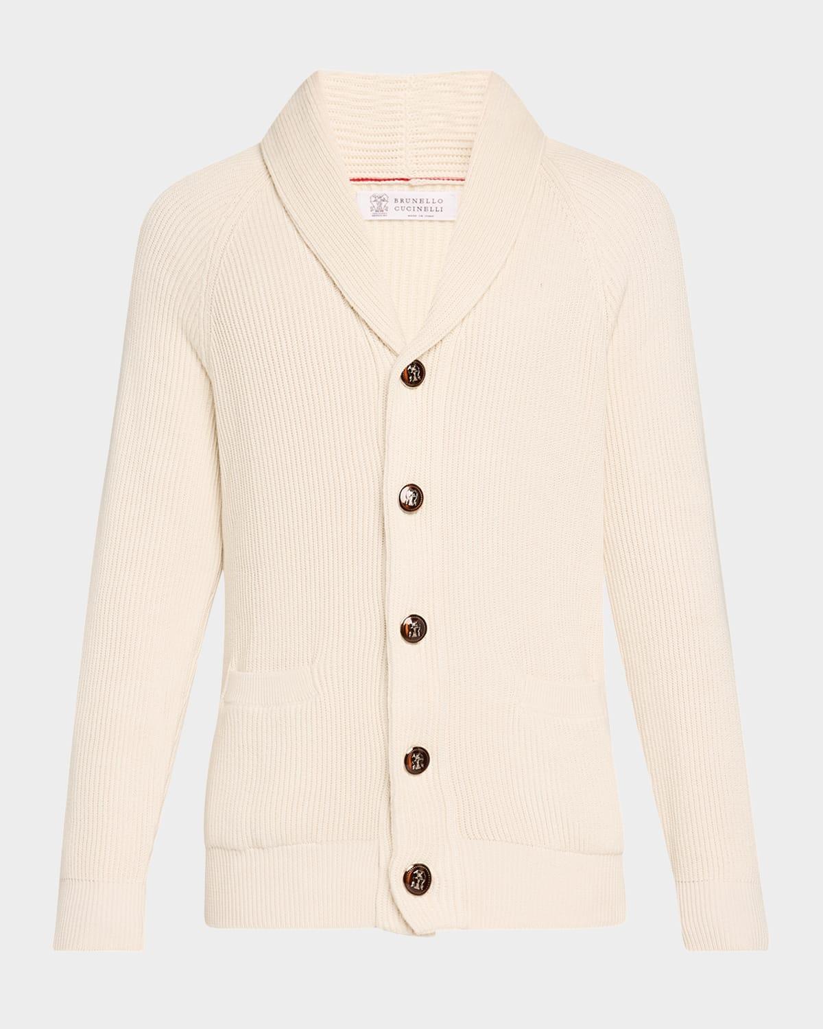 Mens Ribbed Cotton Shawl Cardigan Product Image