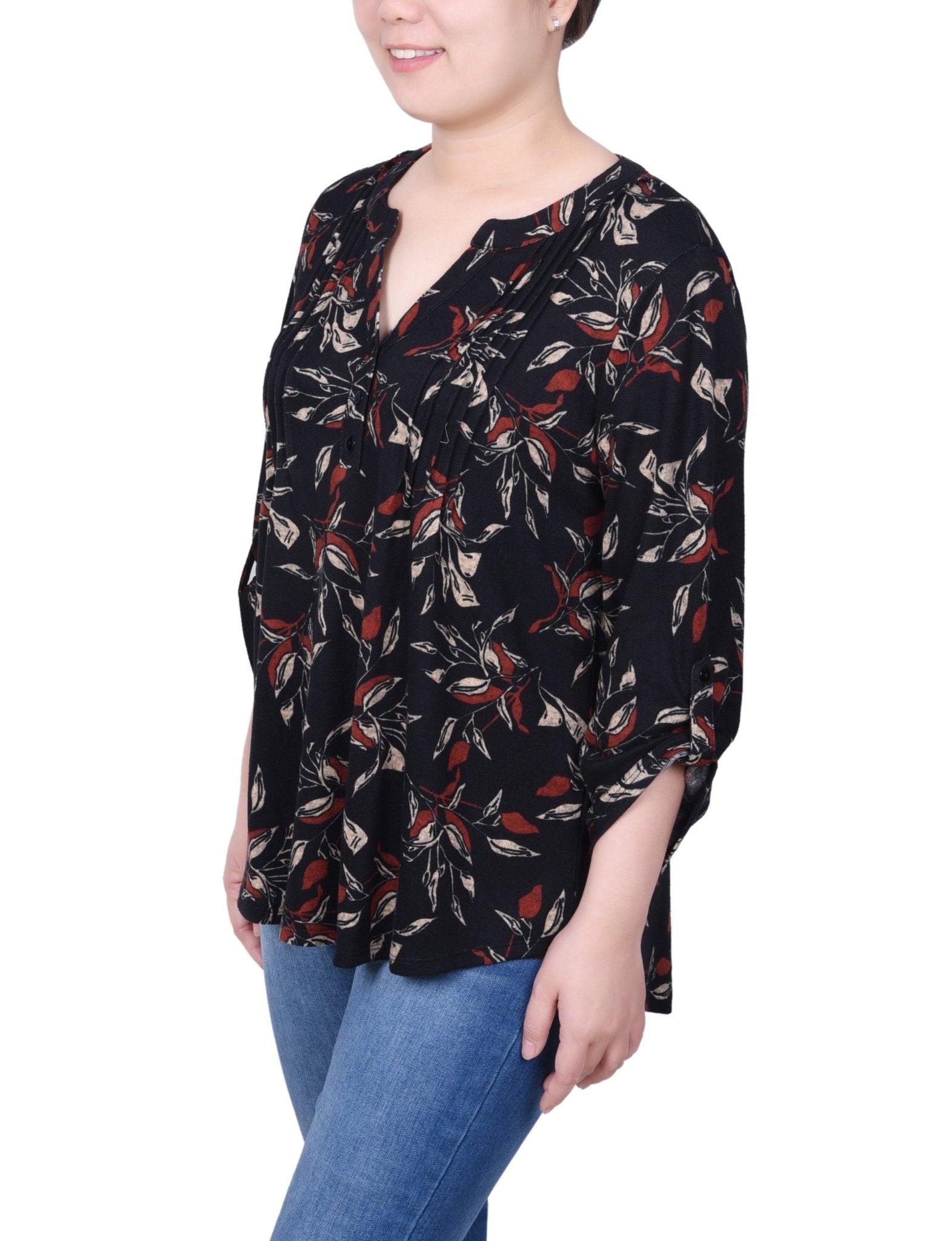 3/4 Length Roll Sleeve Top - Petite Product Image