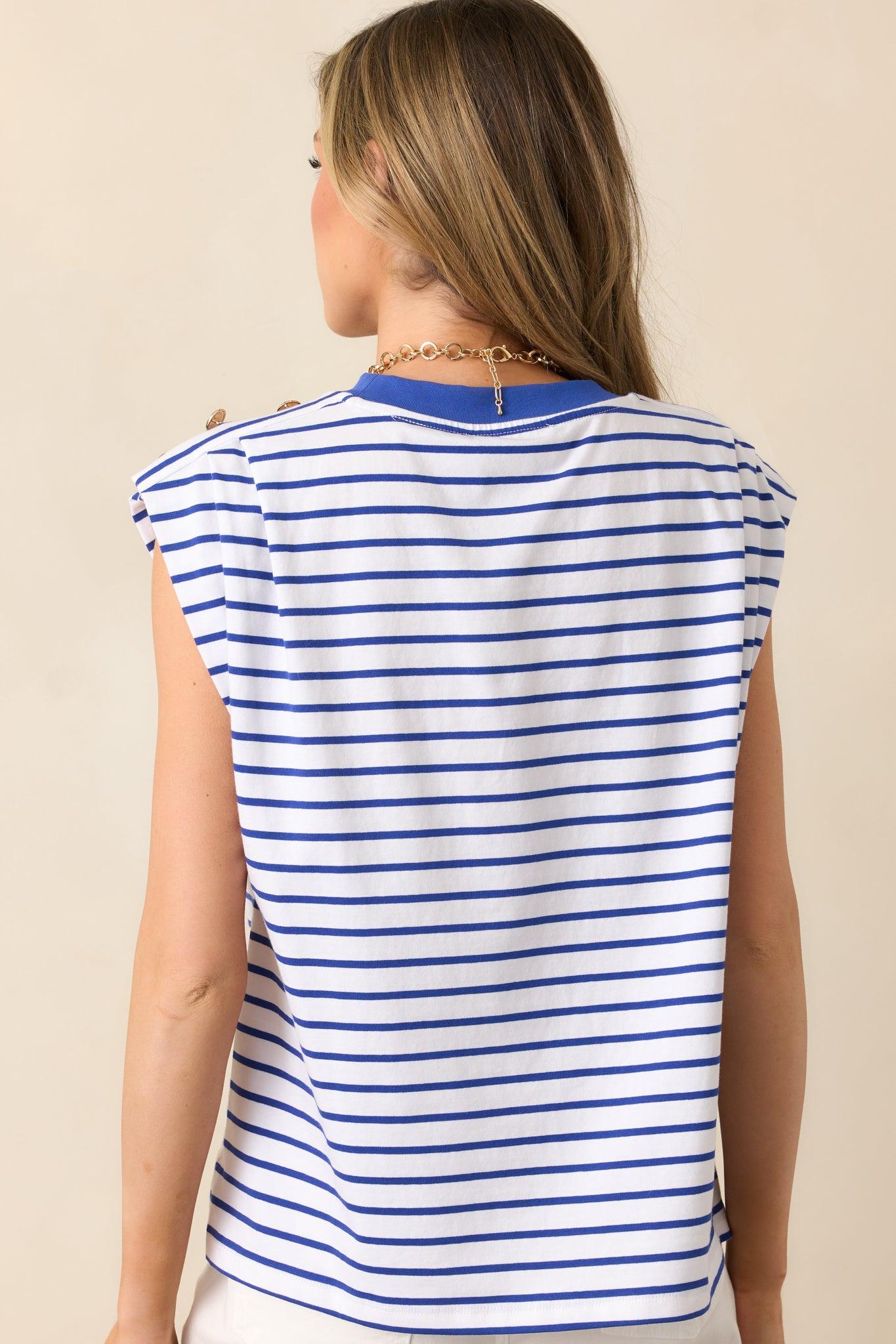 Harbor Stroll Royal Blue Stripe Top Product Image