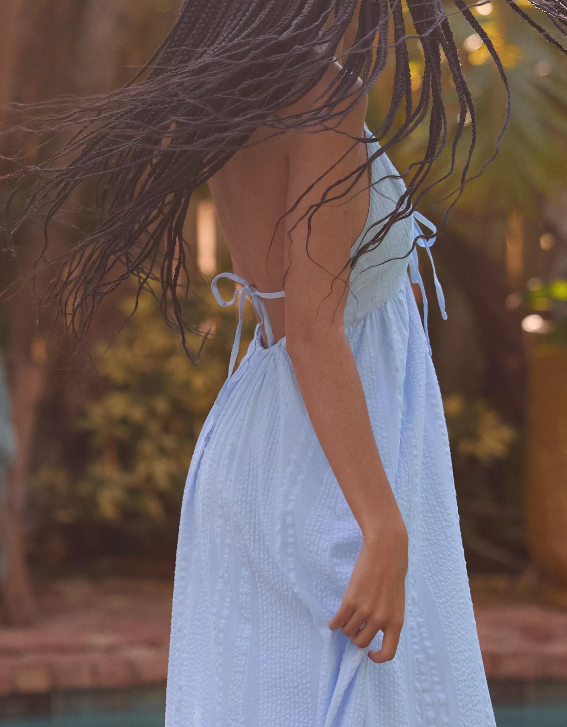 Aerie Seersucker Halter Maxi Dress Product Image