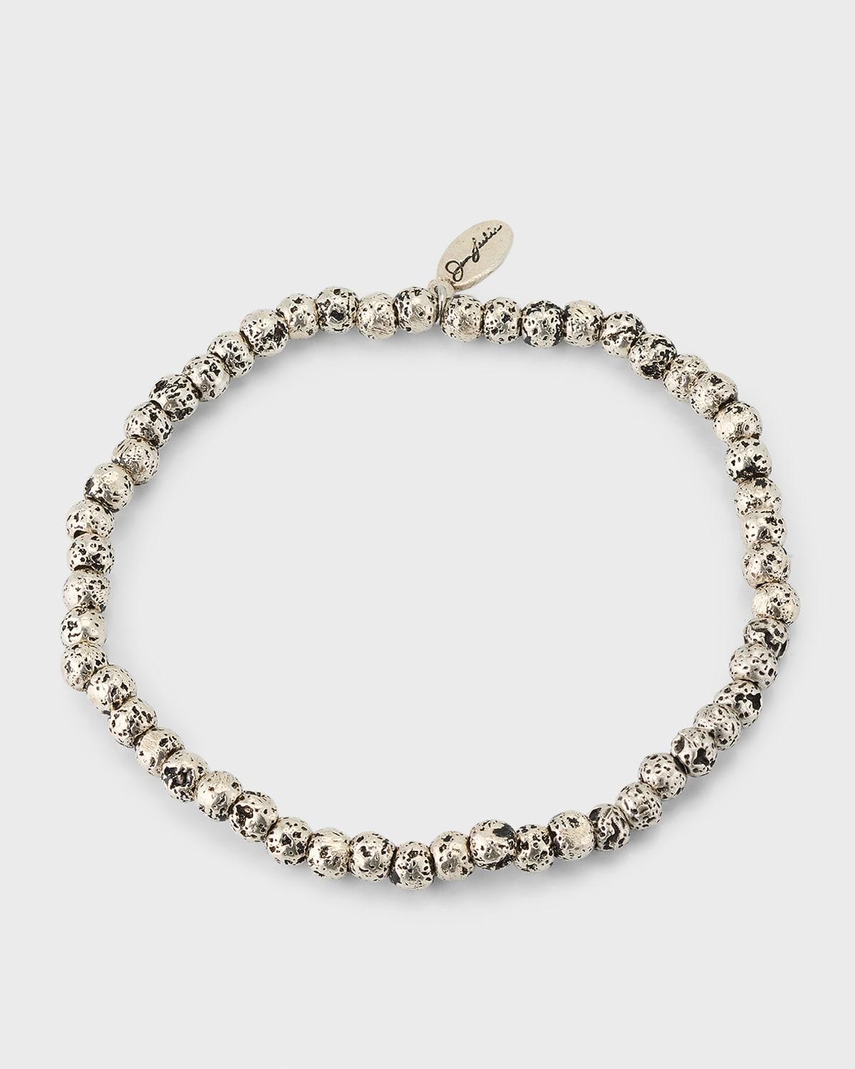 Mens Sterling Lava Beaded Bracelet Product Image