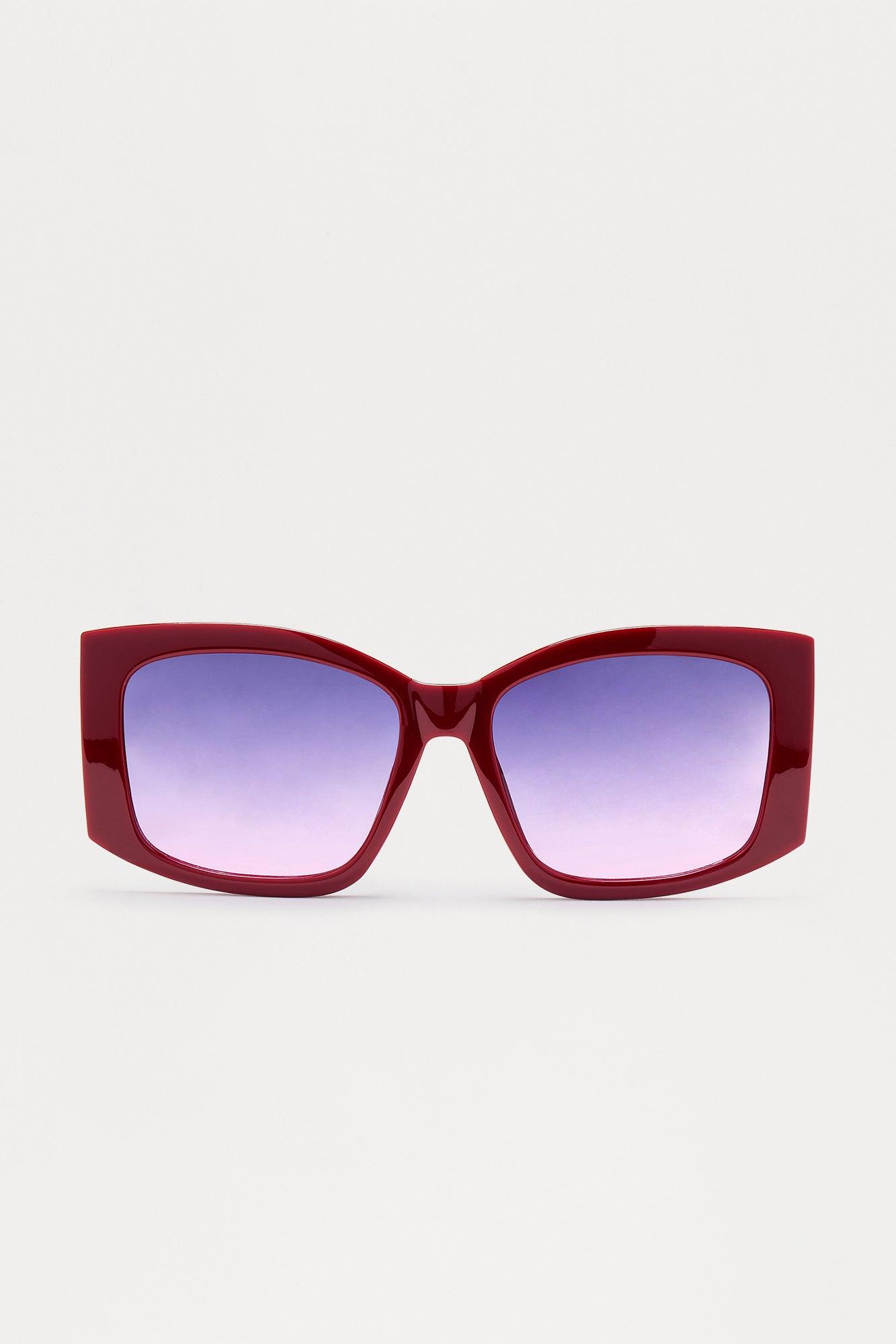 Queen Of Hearts Oversized Square Sunglasses - Red Female Product Image