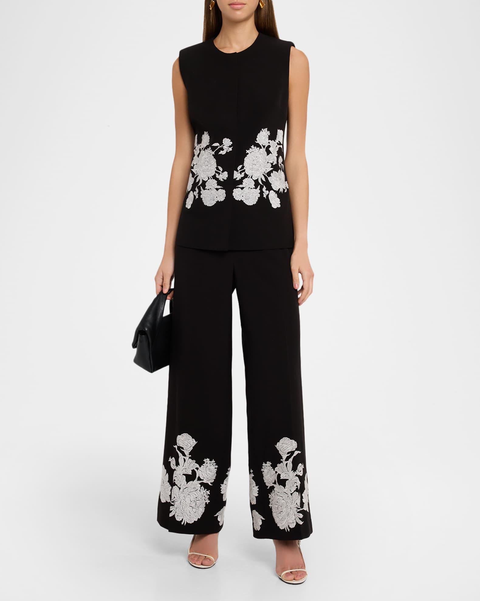 The Isla Embroidered Wide-Leg Pants Product Image