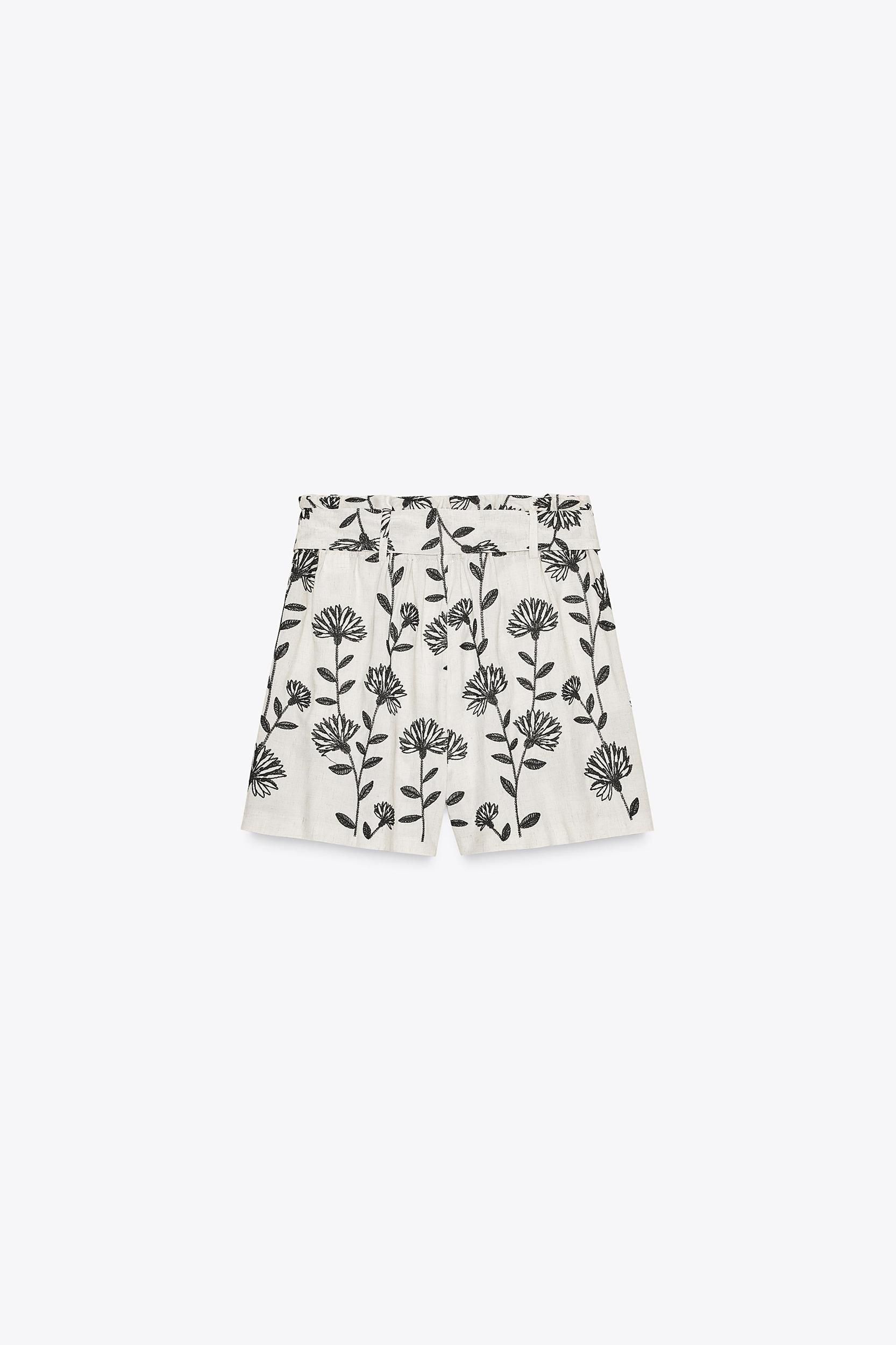 EMBROIDERED PAPER BAG BERMUDA SHORTS Product Image