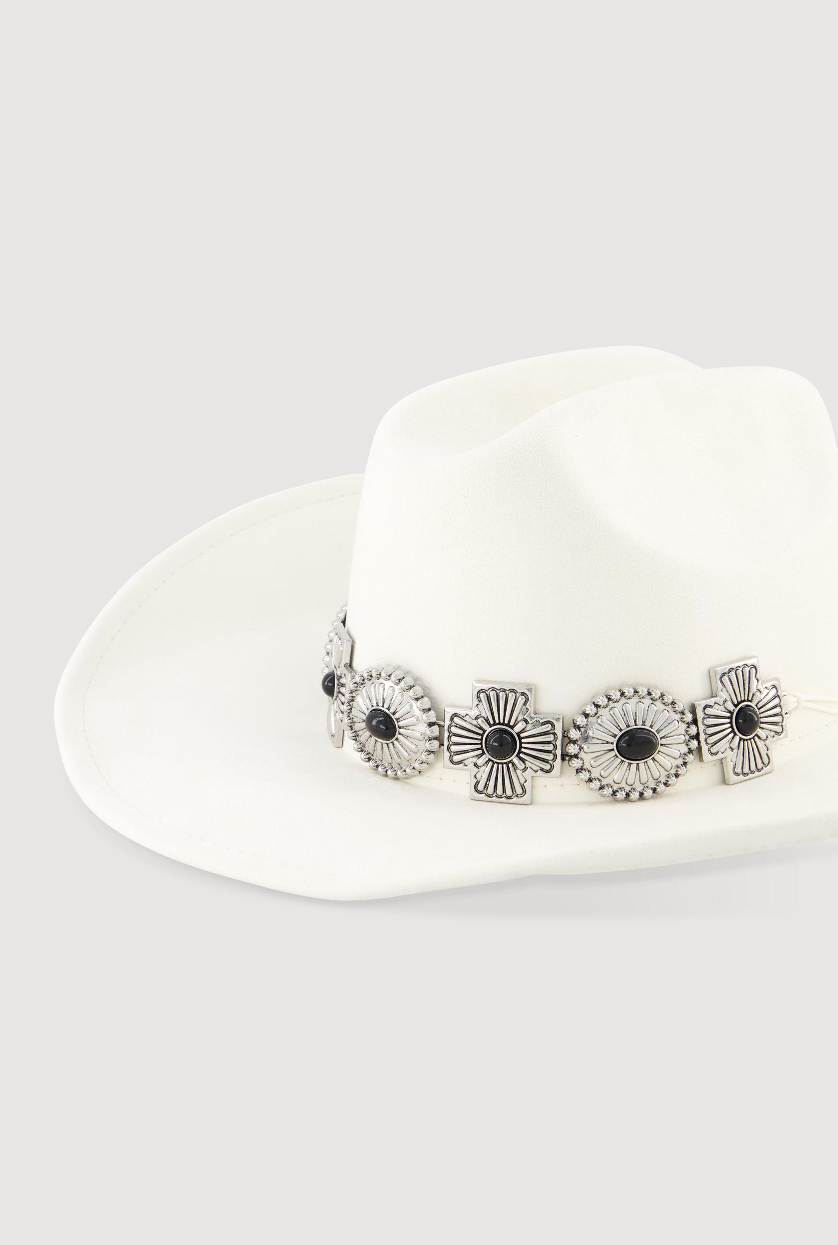 Faux Suede Metallic Cross Cowboy Hat Female Product Image