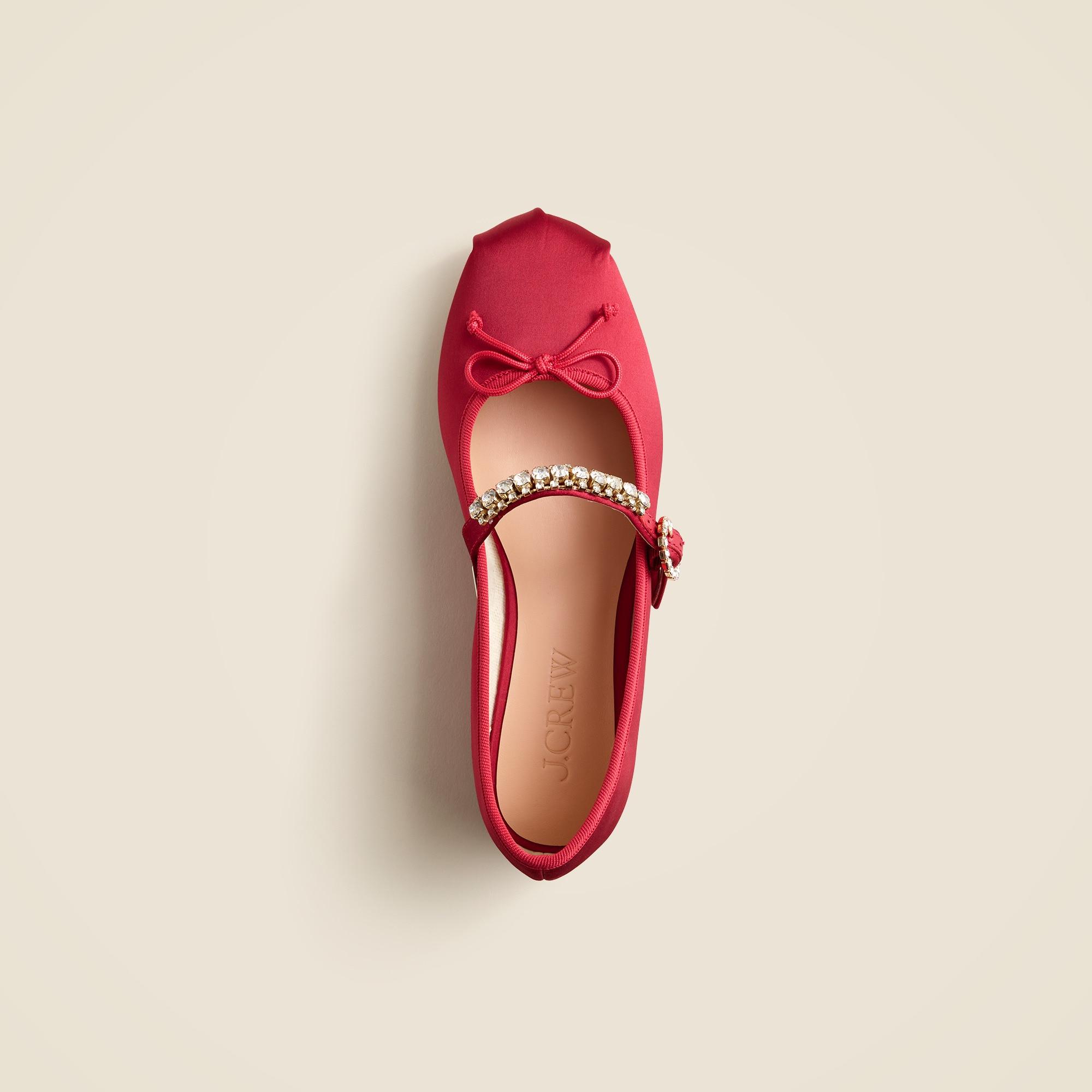 Logan embellished Mary Jane ballet flats in satin Product Image